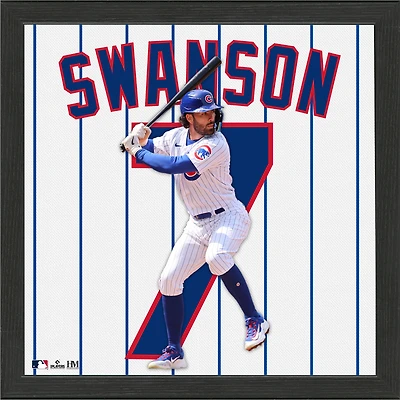 Highland Mint Dansby Swanson Chicago Cubs  13'' x 13'' Impact Jersey Framed Photo