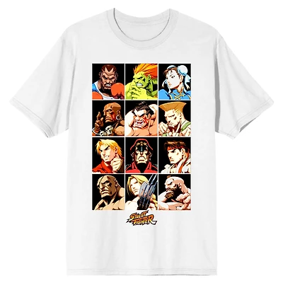 Unisex White Street Fighter Character Grid T-Shirt