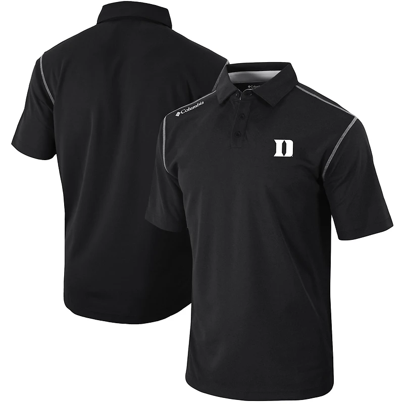 Men's Columbia Black Duke Blue Devils Omni-Wick Shotgun Polo