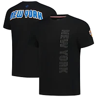 Men's FISLL  Black New York Knicks 3D Puff Print Sliced Logo T-Shirt