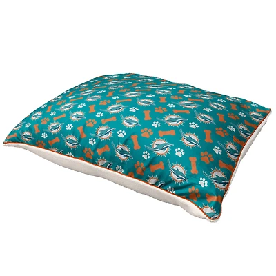 Pegasus  Miami Dolphins 35" x 44" Bones Sherpa Pet Bed