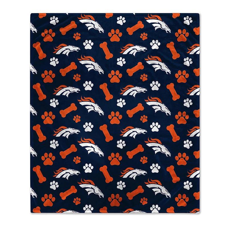 Pegasus  Denver Broncos 40" x 50" Lightweight Bones Flannel Fleece Pet Blanket