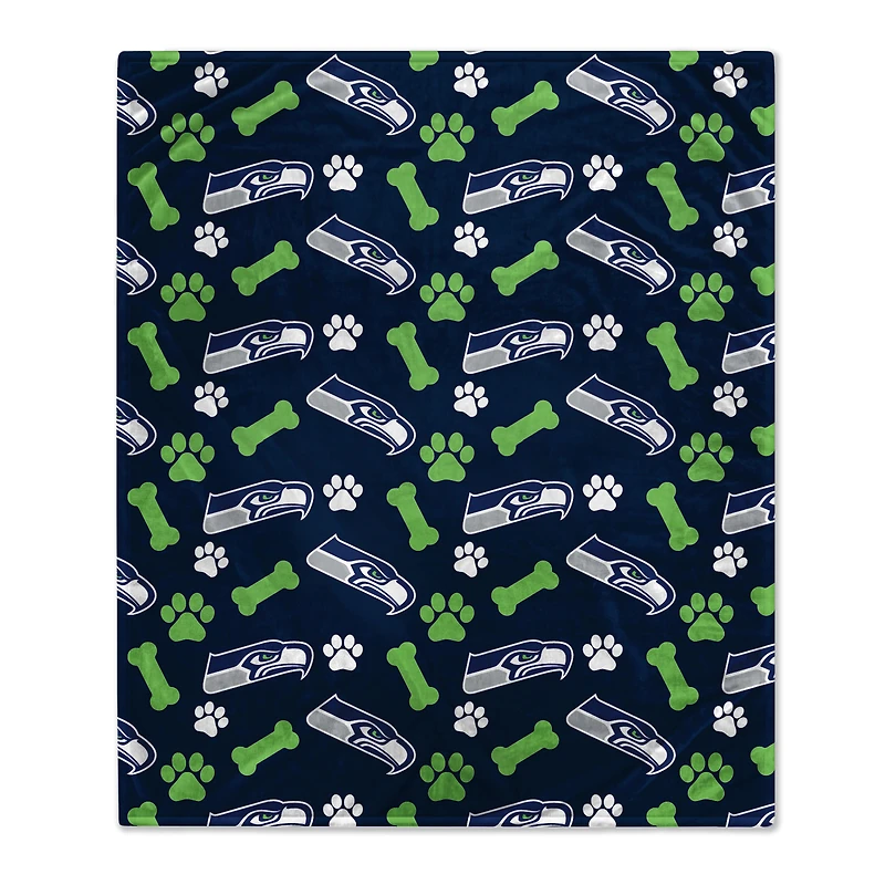 Pegasus  Seattle Seahawks 40" x 50" Lightweight Bones Flannel Fleece Pet Blanket