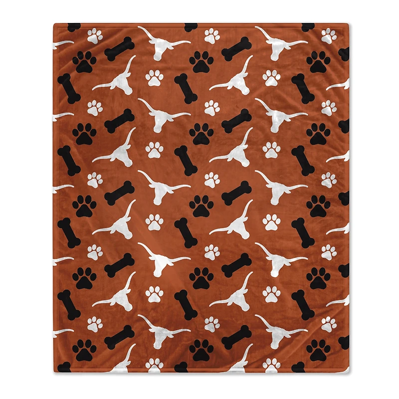 Pegasus  Texas Longhorns 40" x 50" Lightweight Bones Flannel Fleece Pet Blanket