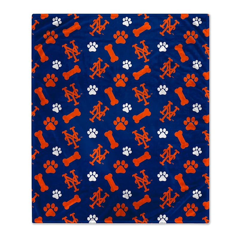 Pegasus  New York Mets 40" x 50" Lightweight Bones Flannel Fleece Pet Blanket