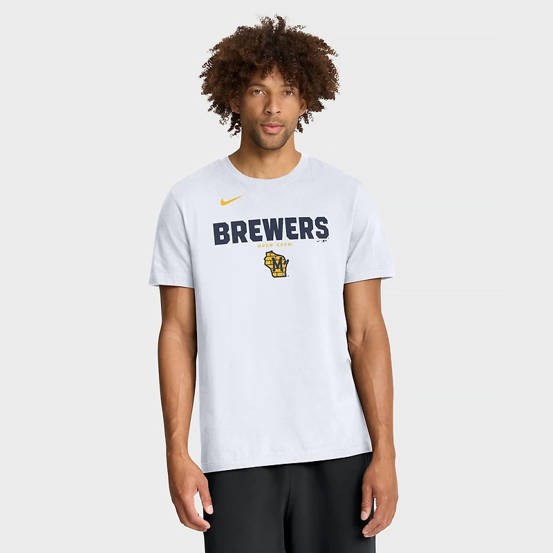 Men's Nike White Milwaukee Brewers Bold Team Name T-Shirt