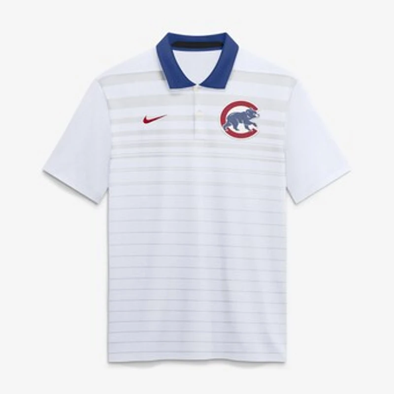Men's Nike White Chicago Cubs Vapor Striped Dri-FIT Polo