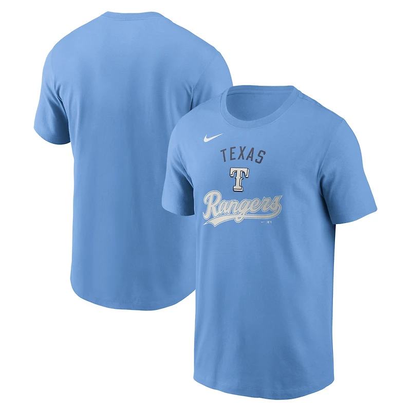 Men's Nike Light Blue Texas Rangers Early Innings Stack T-Shirt