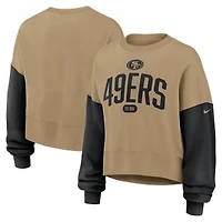 Women's Nike Beige San Francisco 49ers Oversized Rewind Phoenix Fleece Sweatshirt