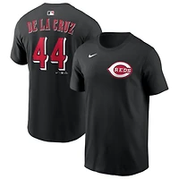 Men's Nike Elly De La Cruz Black Cincinnati Reds Name & Number T-Shirt