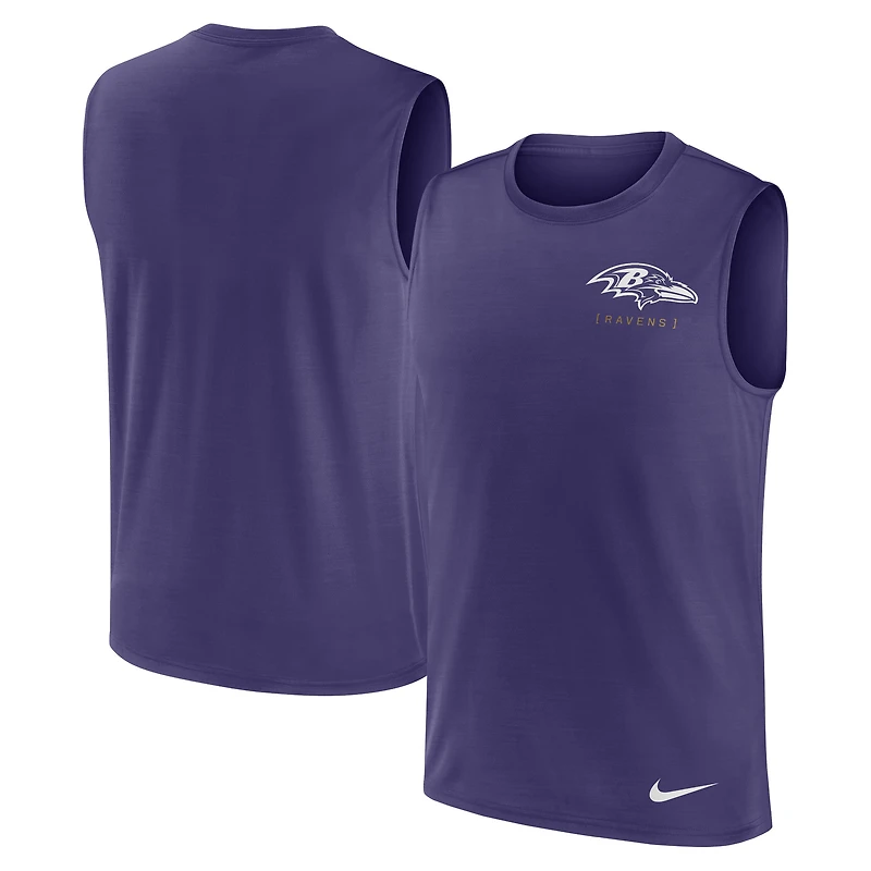 Men's Nike Purple Baltimore Ravens Large Logo Dri-FIT Muscle Tank Top