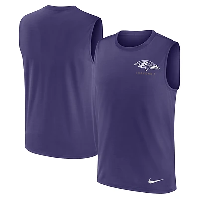 Men's Nike Purple Baltimore Ravens Large Logo Dri-FIT Muscle Tank Top