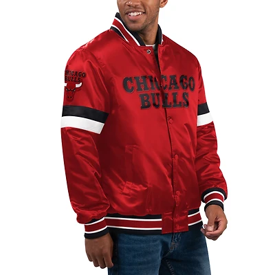 Men's Starter Red Chicago Bulls Home Game Satin Full-Snap Varsity Jacket