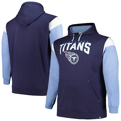 Men's Profile Navy Tennessee Titans Big & Tall Trench Battle Pullover Hoodie