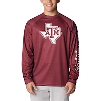 Men's Columbia  Maroon Texas A&M Aggies PFG Terminal Tackle Omni-Shade Raglan Long Sleeve T-Shirt
