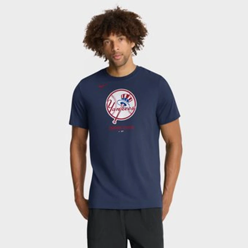 Men's Nike Navy New York Yankees Tri-Blend Logo T-Shirt