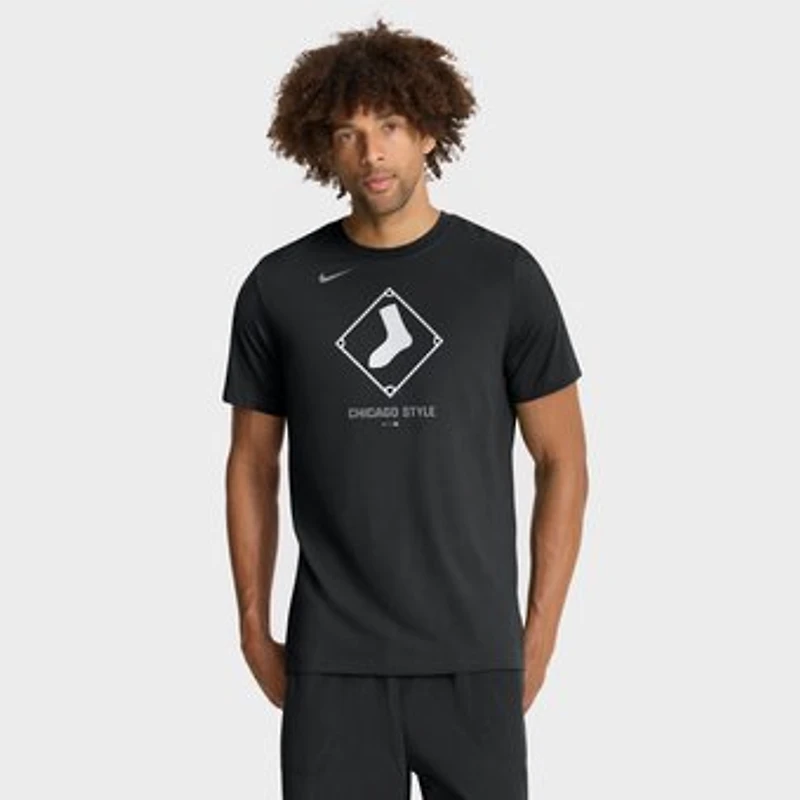 Men's Nike Black Chicago White Sox Tri-Blend Logo T-Shirt