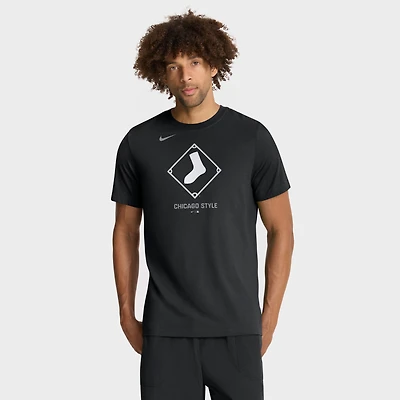 Men's Nike Black Chicago White Sox Tri-Blend Logo T-Shirt