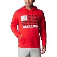 Men's Columbia Scarlet Nebraska Huskers PFG Fish Flag II Pullover Hoodie