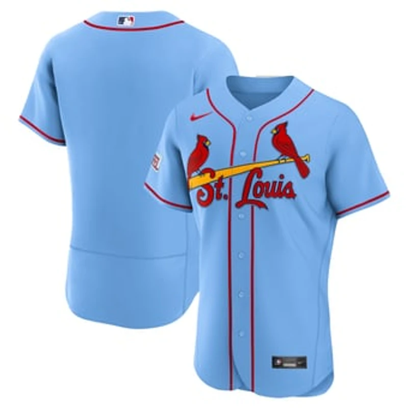 Men's Nike Light Blue St. Louis Cardinals Alternate Sponsor Patch Authentic Jersey