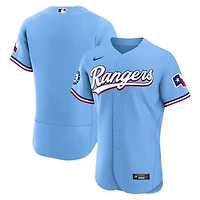 Men's Nike Light Blue Texas Rangers Alternate Sponsor Patch Authentic Jersey