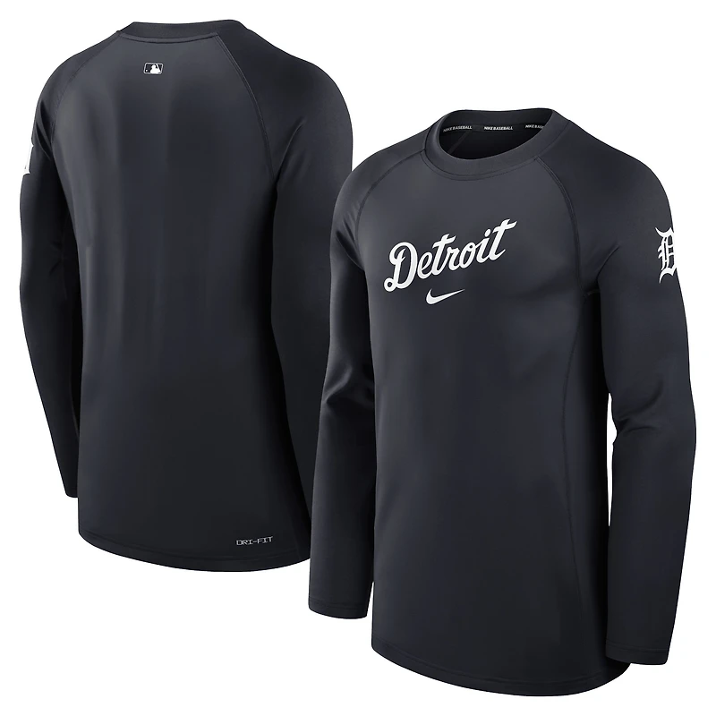 Men's Nike Navy Detroit Tigers Authentic Collection Game Time Dri-FIT Raglan Long Sleeve T-Shirt