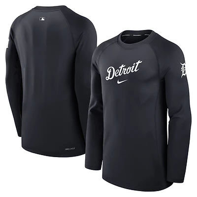Men's Nike Navy Detroit Tigers Authentic Collection Game Time Dri-FIT Raglan Long Sleeve T-Shirt