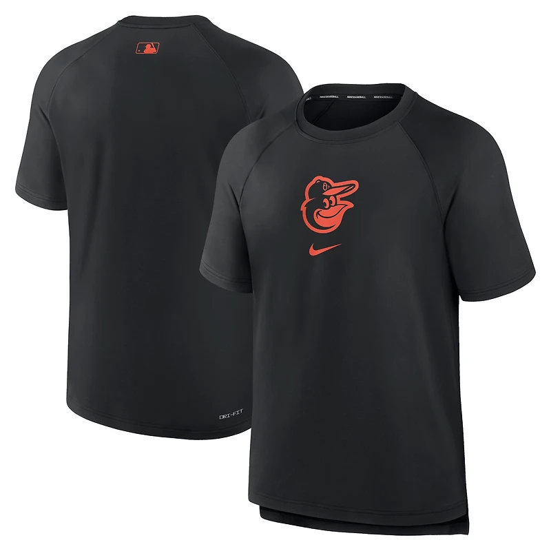Men's Nike Black Baltimore Orioles Authentic Collection Pregame Raglan Performance T-Shirt