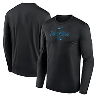 Men's Nike Black Miami Marlins Authentic Collection Practice Performance Long Sleeve T-Shirt
