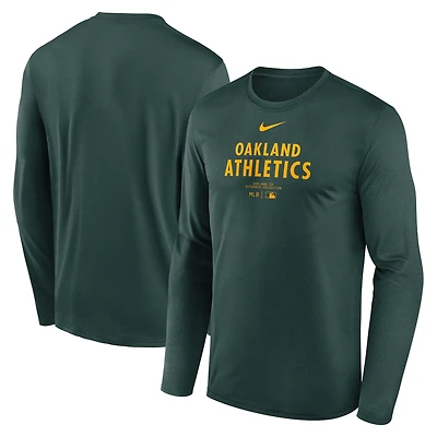 Men's Nike Green Athletics Authentic Collection Practice Performance Long Sleeve T-Shirt