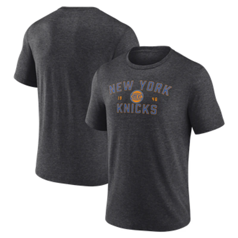 Men's Fanatics Heather Charcoal New York Knicks Unwavering Pursuit Tri-Blend T-Shirt