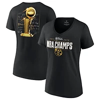 Women's Fanatics Black Denver Nuggets 2023 NBA Finals Champions Triple Threat Roster Signature V-Neck T-Shirt
