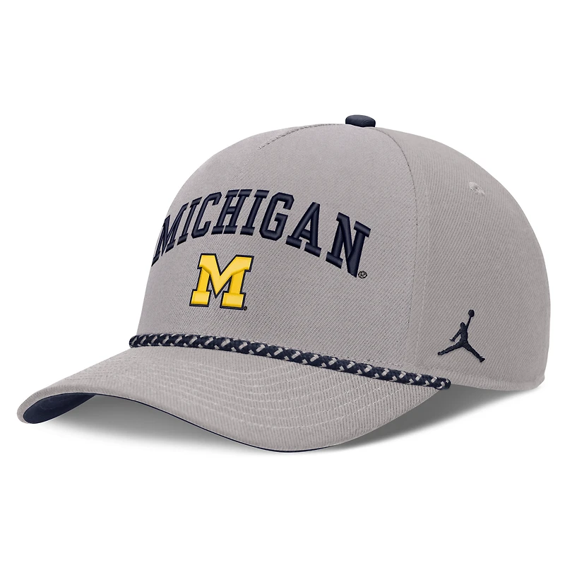 Unisex Jordan Brand Gray Michigan Wolverines Primetime Rise Rope Adjustable Hat