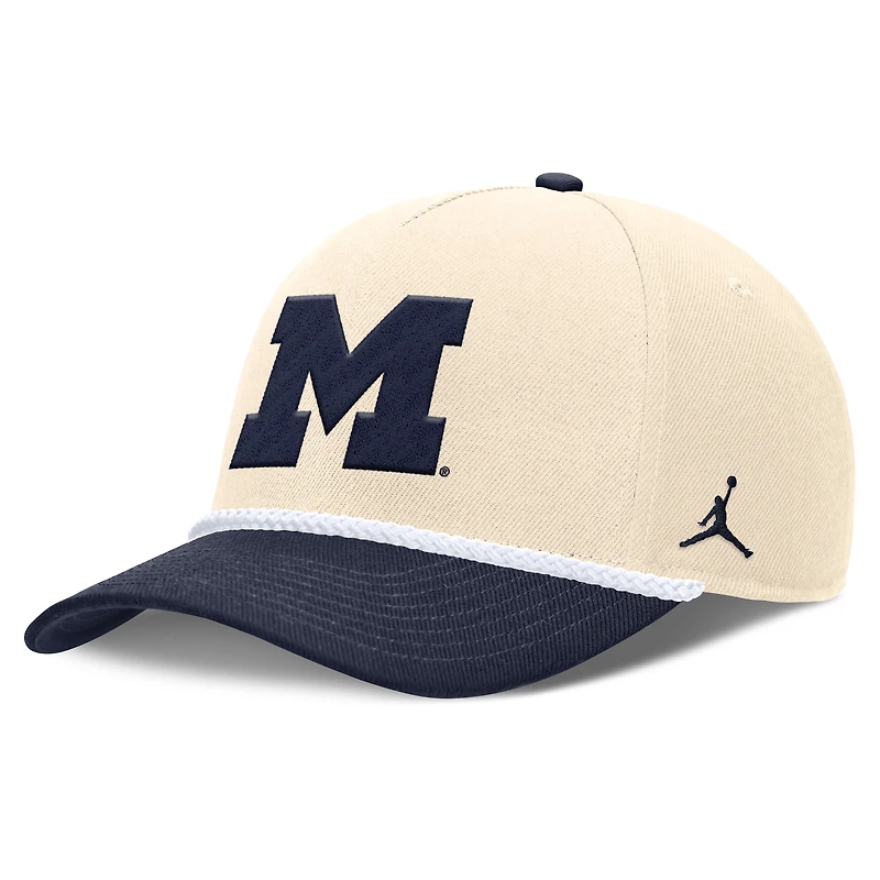 Unisex Jordan Brand Natural Michigan Wolverines 2026 Primetime Natural 5-Panel Rope 2-Tone Rise Hat