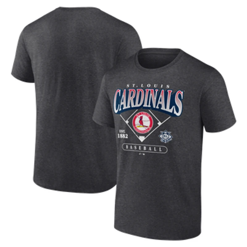 Men's Logo Athletic  Charcoal St. Louis Cardinals Diamond Logo T-Shirt