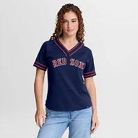 Women's Fanatics Navy Boston Red Sox Diva Race Ahead Raglan V-Neck T-Shirt