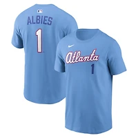 Men's Nike Ozzie Albies Light Blue Atlanta Braves 2026 City Connect Name & Number T-Shirt