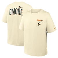 Men's Nike Cream Baltimore Orioles City Connect Max90 Pocket T-Shirt