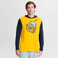Men's Nike Maize/Navy Michigan Wolverines Campus Legacy Tri-Blend Long Sleeve Hooded T-Shirt