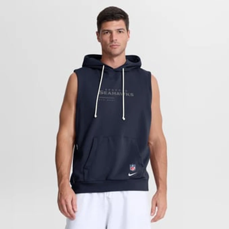 Men's Nike College Navy Seattle Seahawks Sideline Standard Issue Dri-FIT Sleeveless Hoodie