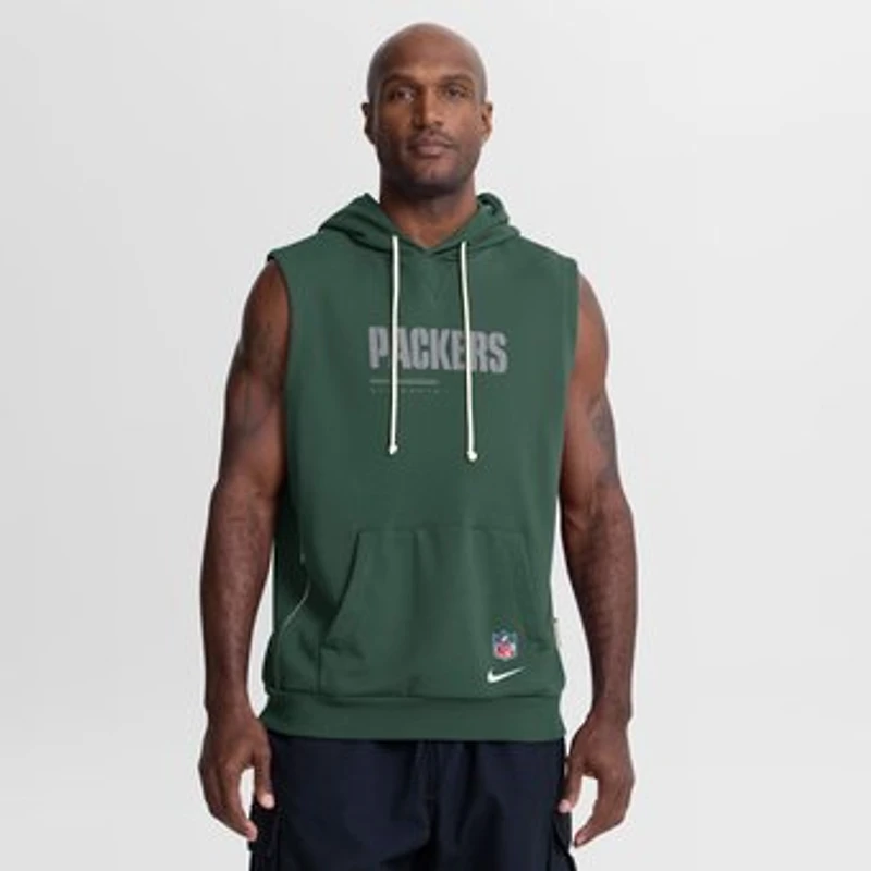 Men's Nike Green Green Bay Packers Sideline Standard Issue Dri-FIT Sleeveless Hoodie