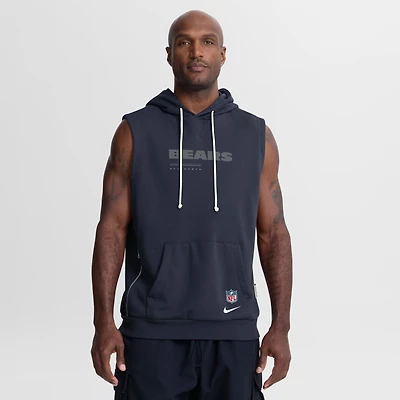 Men's Nike Navy Chicago Bears Sideline Standard Issue Dri-FIT Sleeveless Hoodie