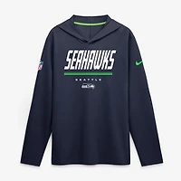 Men's Nike  College Navy Seattle Seahawks Sideline Lightweight Long Sleeve Hooded Dri-FIT Top