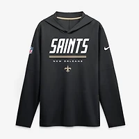 Men's Nike  Black New Orleans Saints Sideline Lightweight Long Sleeve Hooded Dri-FIT Top