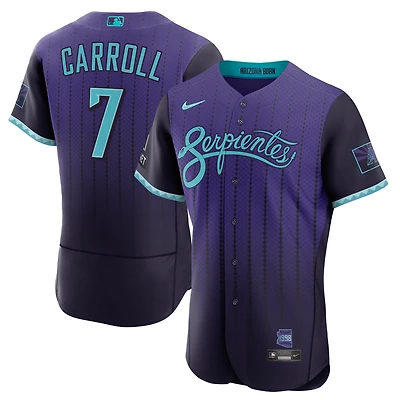 Men's Nike Purple Corbin Carroll Arizona Diamondbacks City Connect Authentic Sponsor Patch Jersey
