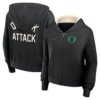 Women's Nike Black Oregon Ducks Mantra Cropped Full-Zip Hoodie