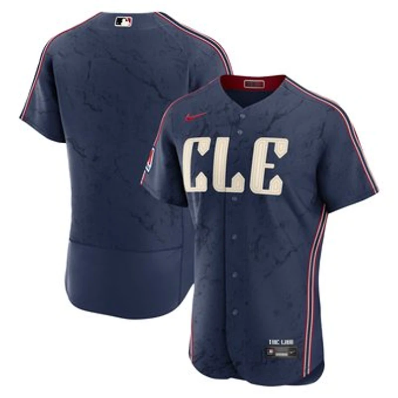 Men's Nike Navy Cleveland Guardians City Connect Authentic Sponsor Patch Jersey