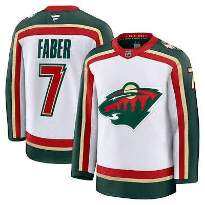 Men's Fanatics Brock Faber White Minnesota Wild  25th Anniversary Premium Jersey