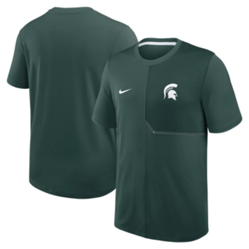 Men's Nike Green Michigan State Spartans 2026 Sideline UV Dri-FIT Coaches Shirt
