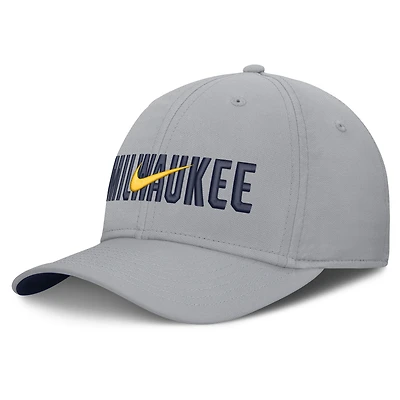 Men's Nike  Gray Milwaukee Brewers Primetime Rise Dri-FIT Flex Hat